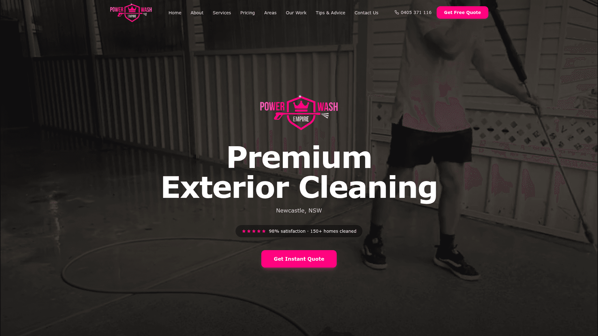 Power Wash Empire homepage — Premium Exterior Cleaning, Newcastle NSW